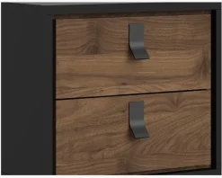 Outlet Daells Bolighus Sengebord Ry m. 2 skuffer Sort/Valnød