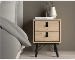 Online Daells Bolighus Sengebord Ry m. 2 skuffer Eg