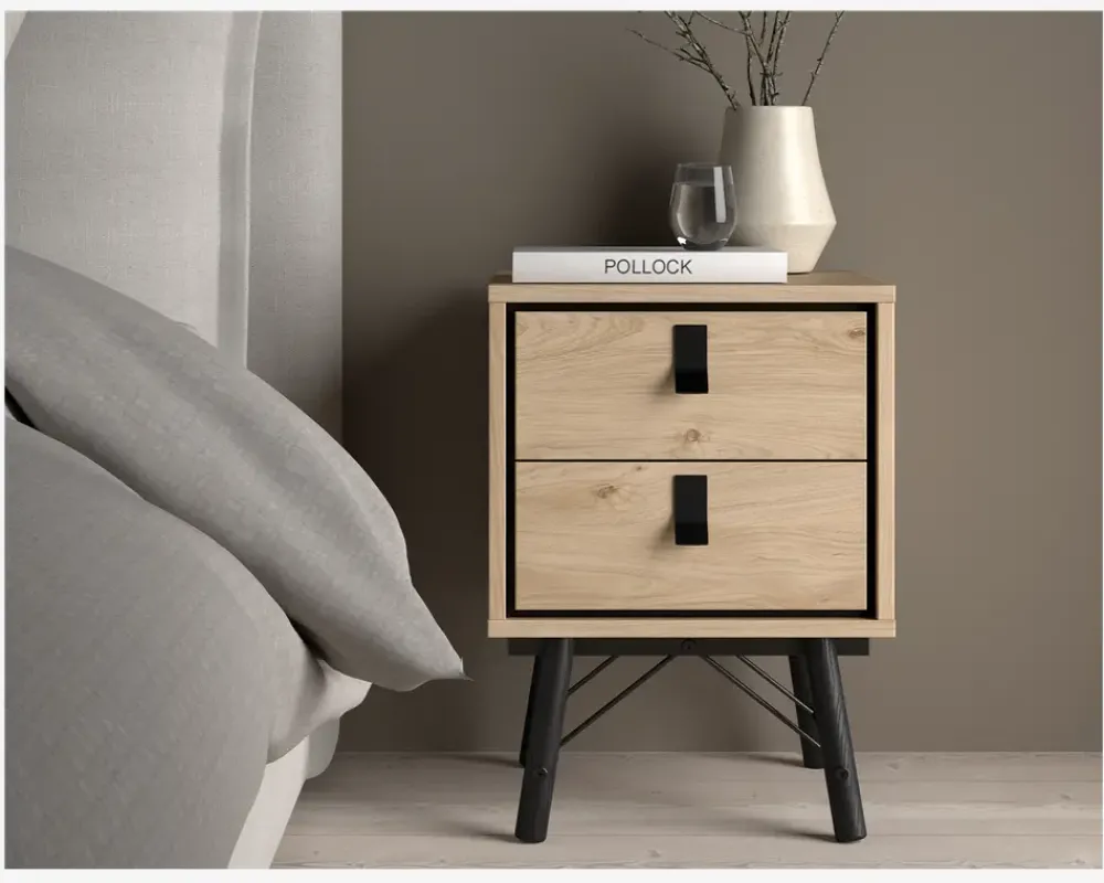 Online Daells Bolighus Sengebord Ry m. 2 skuffer Eg