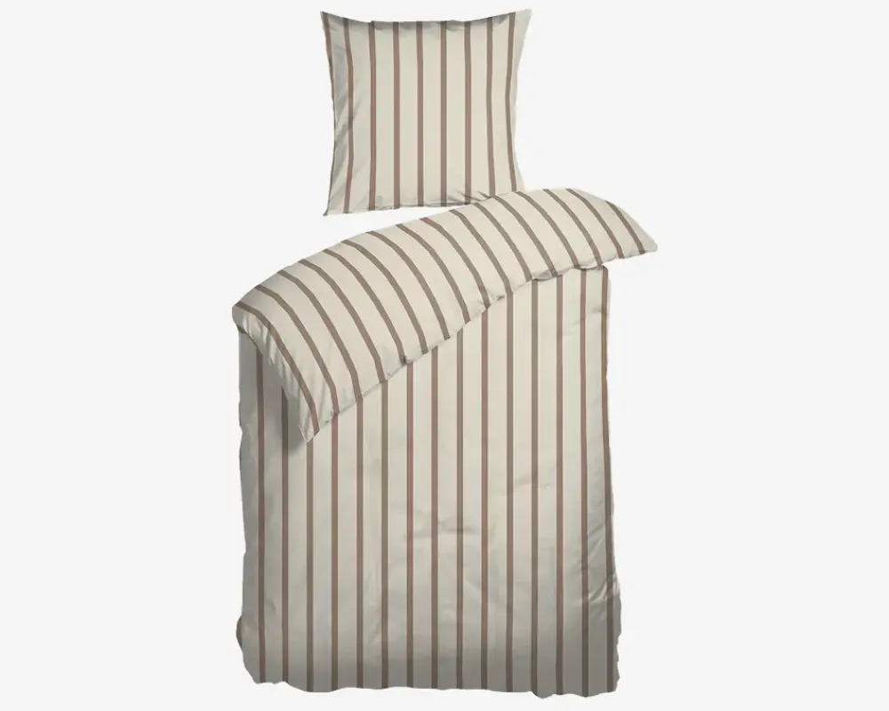 Discount Daells Bolighus Sengesæt Kelly Stribet Natur 140x200 cm Beige, Brun