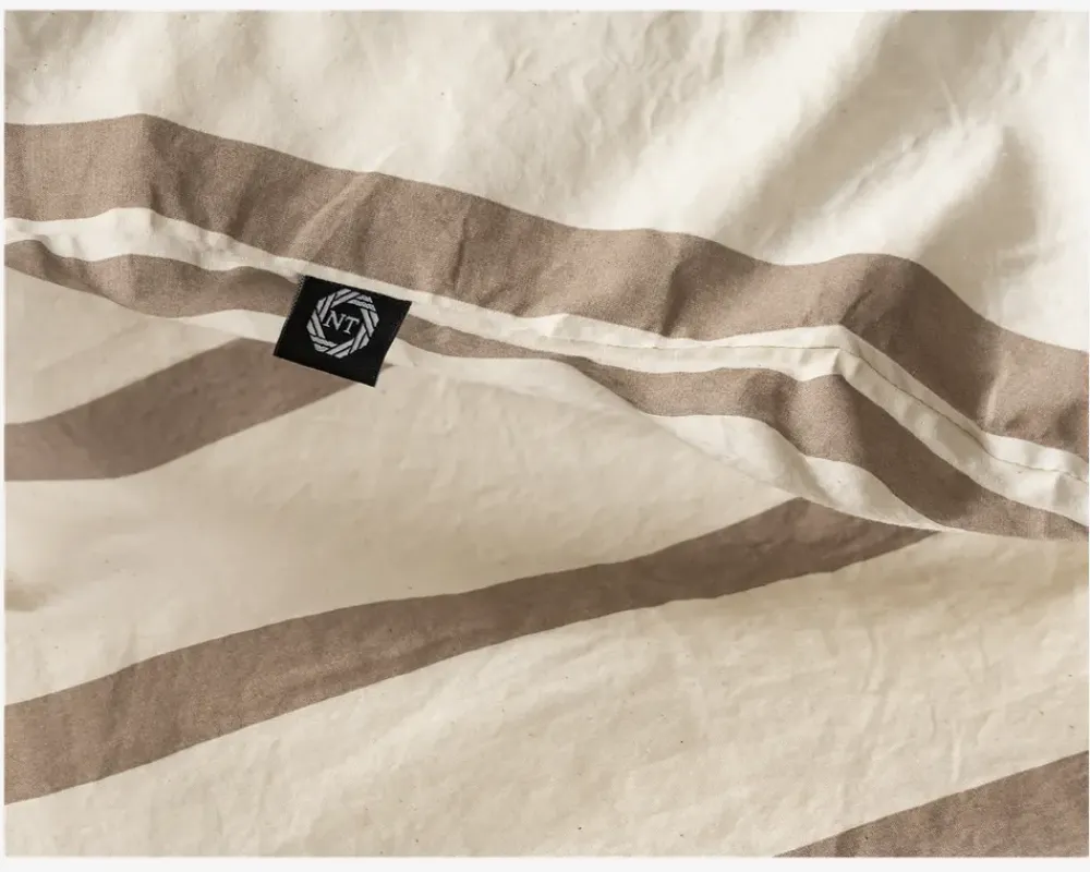 Discount Daells Bolighus Sengesæt Kelly Stribet Natur 140x200 cm Beige, Brun