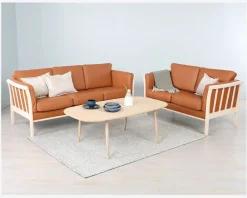 Discount Daells Bolighus Sofa 3 Pers. Luksus Tremmesofa Cognac/Bøg
