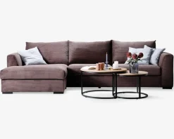 New Daells Bolighus Sofa med chaiselong brun fløjl venstre
