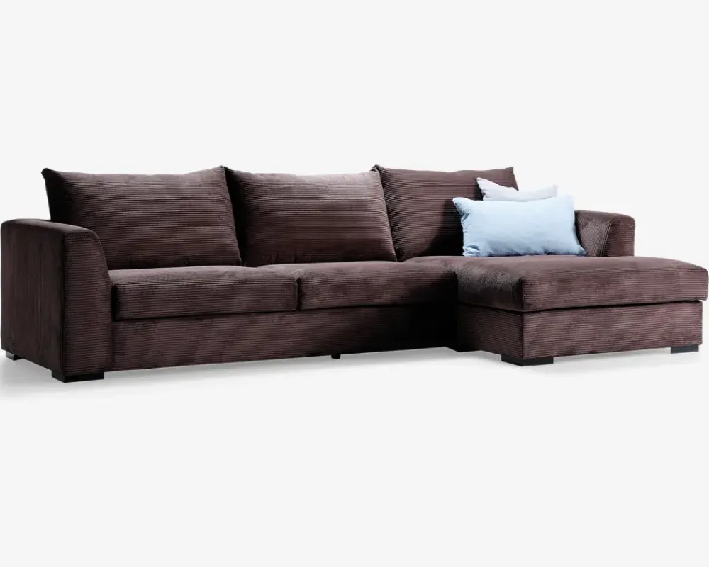 Hot Daells Bolighus Sofa med chaiselong brun fløjl højre