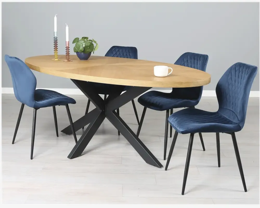 Online Daells Bolighus Spisebordsstol i velour Blå