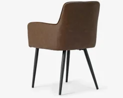 Outlet Daells Bolighus Spisebordsstol med armlæn i brun kunstlæder