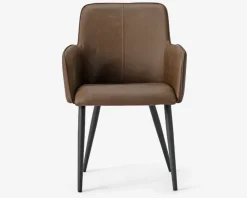 Outlet Daells Bolighus Spisebordsstol med armlæn i brun kunstlæder