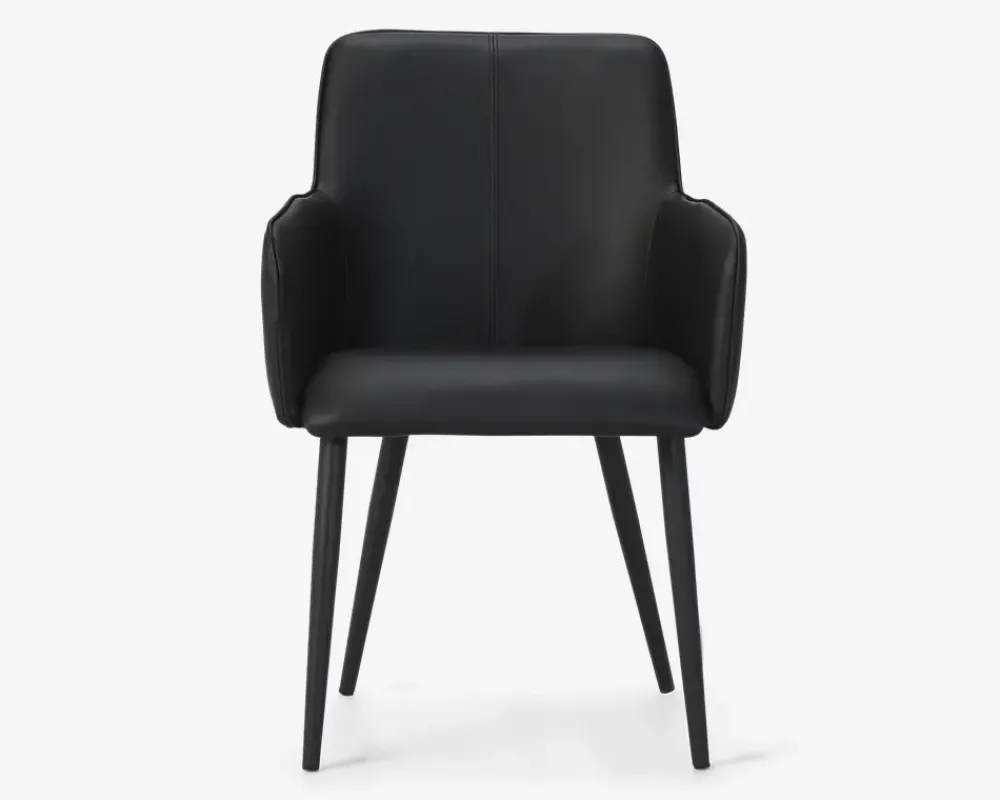 New Daells Bolighus Spisebordsstol med armlæn i sort kunstlæder