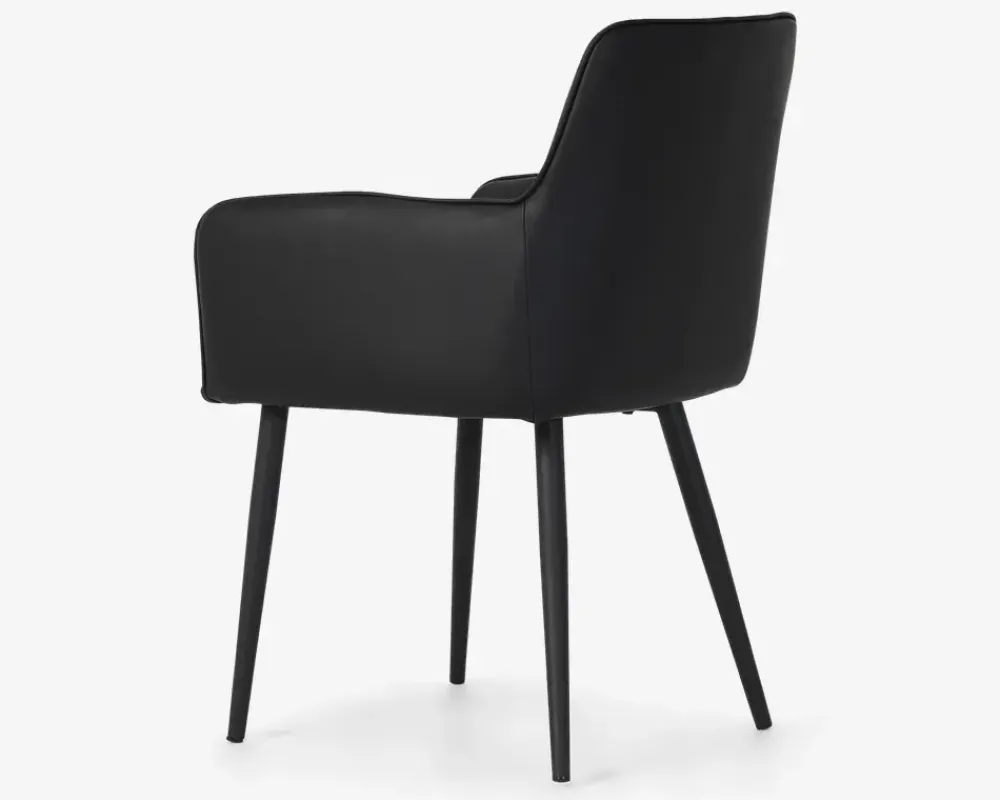 New Daells Bolighus Spisebordsstol med armlæn i sort kunstlæder