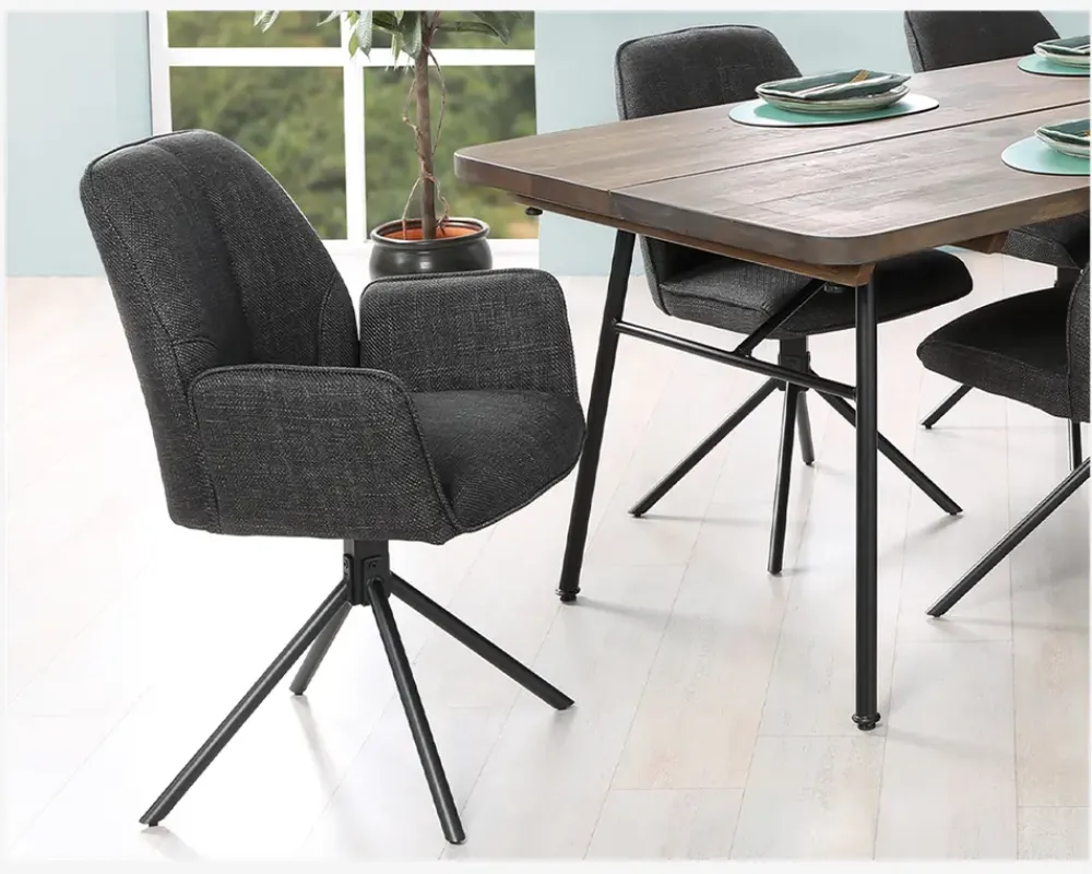 Outlet Daells Bolighus Spisebordsstol med drejestel og armlæn Grå