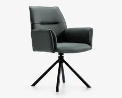 Daells Bolighus Spisestuestol med armlæn i grøn læder