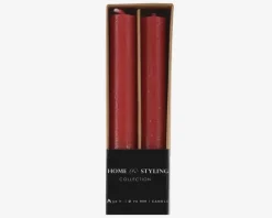 Outlet Daells Bolighus Stearinlys /Guld 2 Stk. Rød