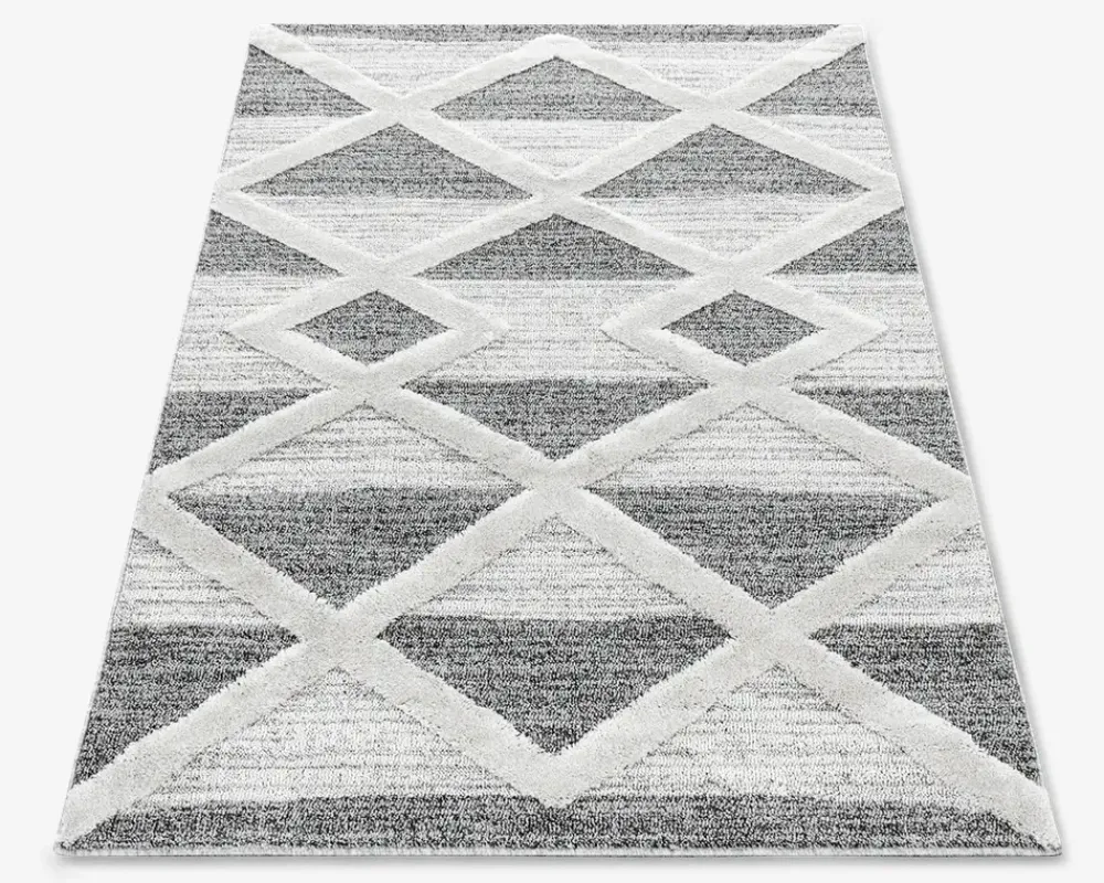 Online Daells Bolighus Tæppe Pisa mørkgrå/hvid 140 x 200 cm