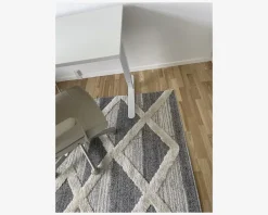 Online Daells Bolighus Tæppe Pisa mørkgrå/hvid 140 x 200 cm