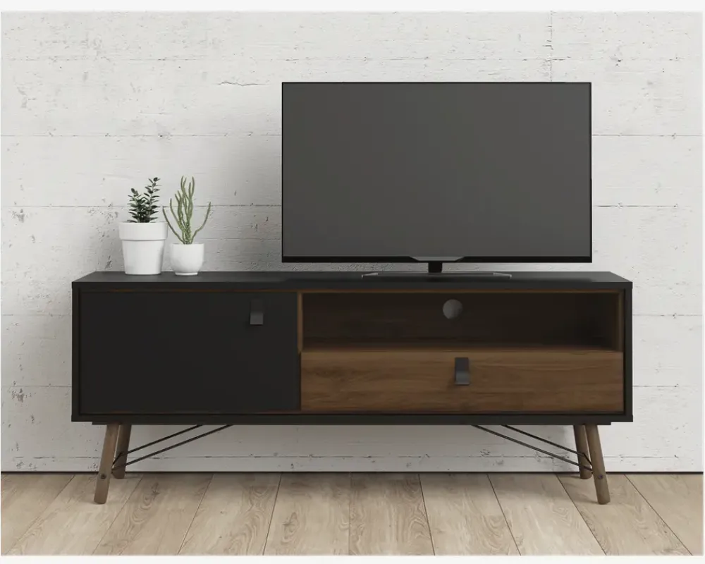 Best Daells Bolighus Tv Bord Ry Sort/Valnød