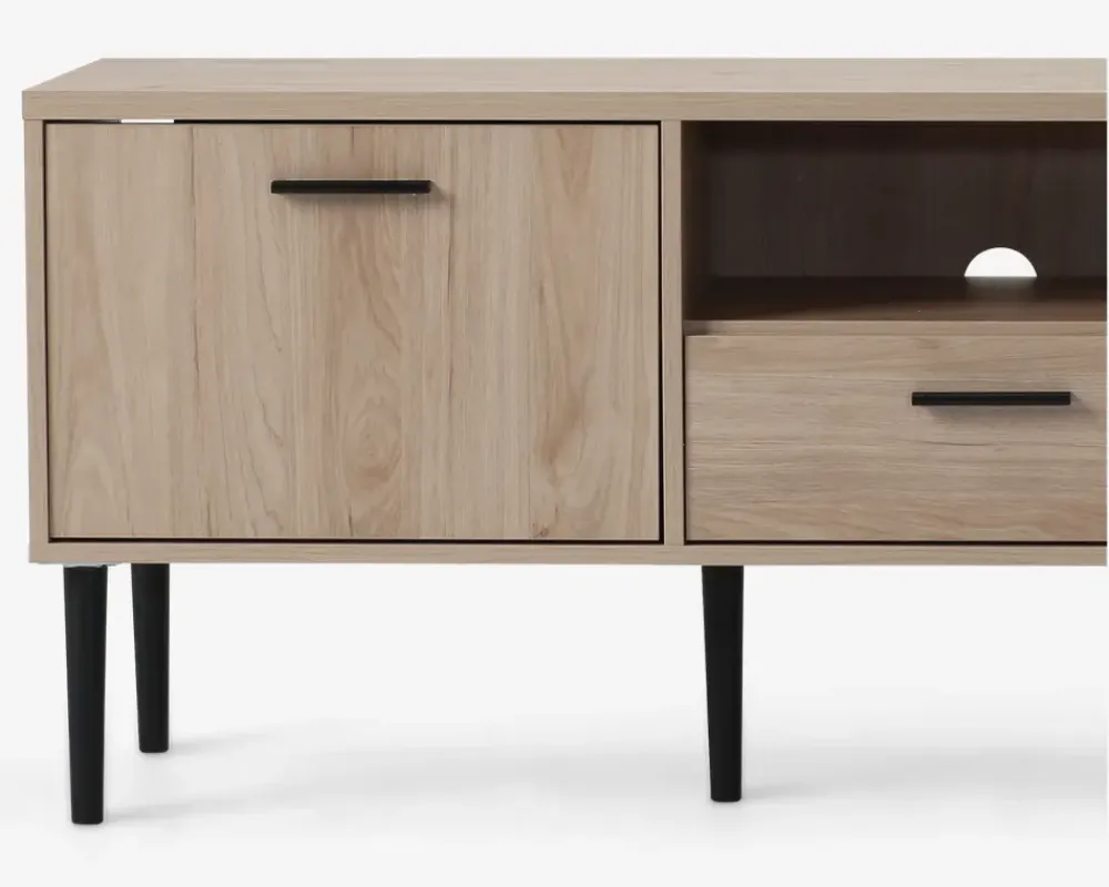 Best Daells Bolighus Tv-Bord Lys Eg M/Sorte Ben