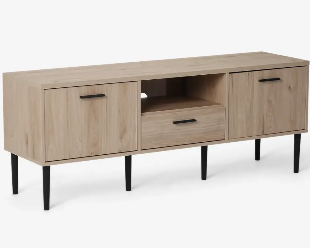 Best Daells Bolighus Tv-Bord Lys Eg M/Sorte Ben