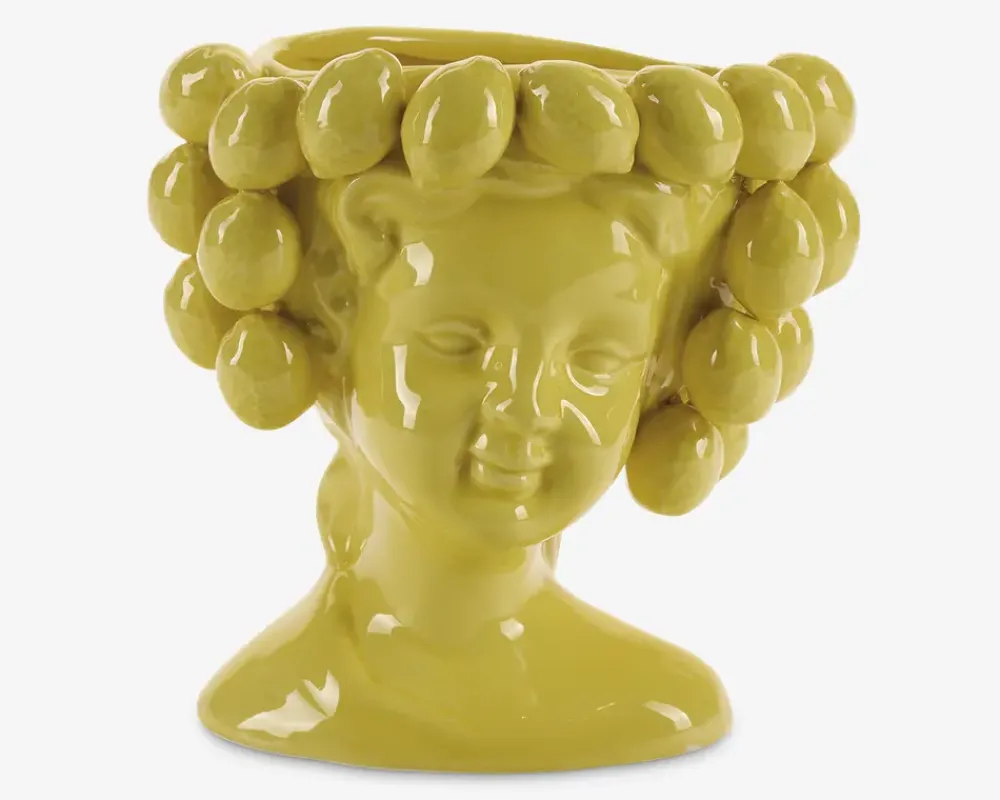 Best Daells Bolighus Vase Med Ansigt Lemon Gul H.20 cm