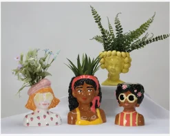 Best Daells Bolighus Vase Med Ansigt Lemon Gul H.20 cm