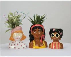 Online Daells Bolighus Vase Med Ansigt Solbriller/Hat Lyserød 24,5 cm