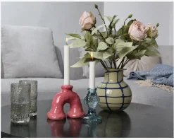 Online Daells Bolighus Vase Mønster Gul/Blå H.17.5 cm Gul, Blå