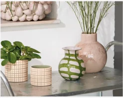 Clearance Daells Bolighus Vase Mønster Rosa/Grøn H.17.5 cm Rosa, Grøn