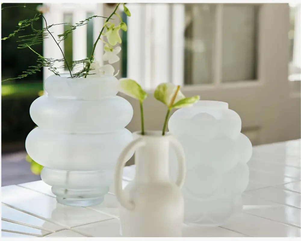 Best Daells Bolighus Vase M/Ringe Hvid H.25cm