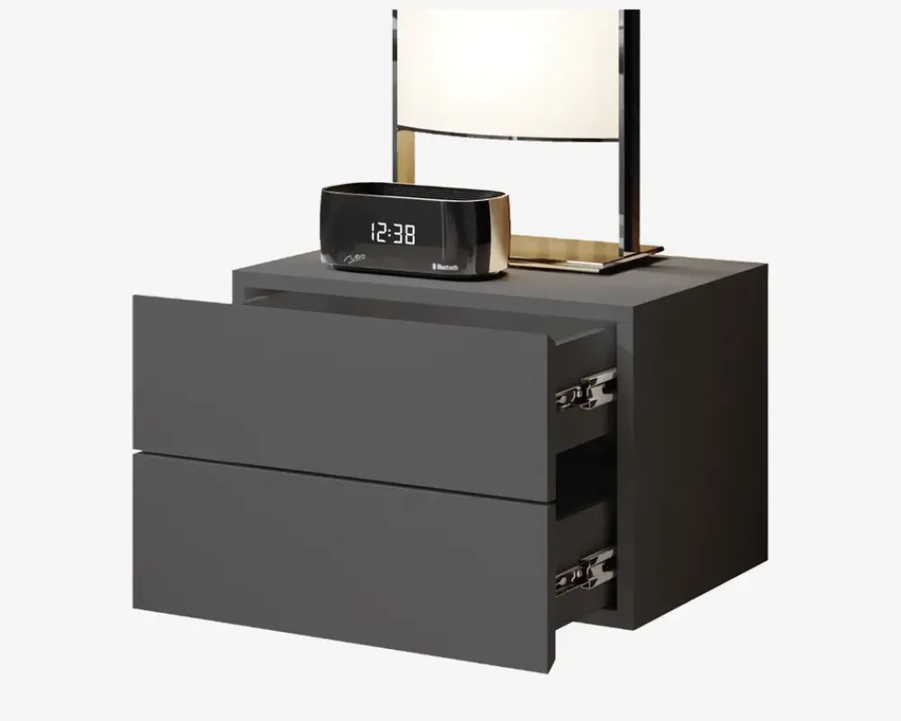 Hot Daells Bolighus Væghængt sengebord med 2 skuffer