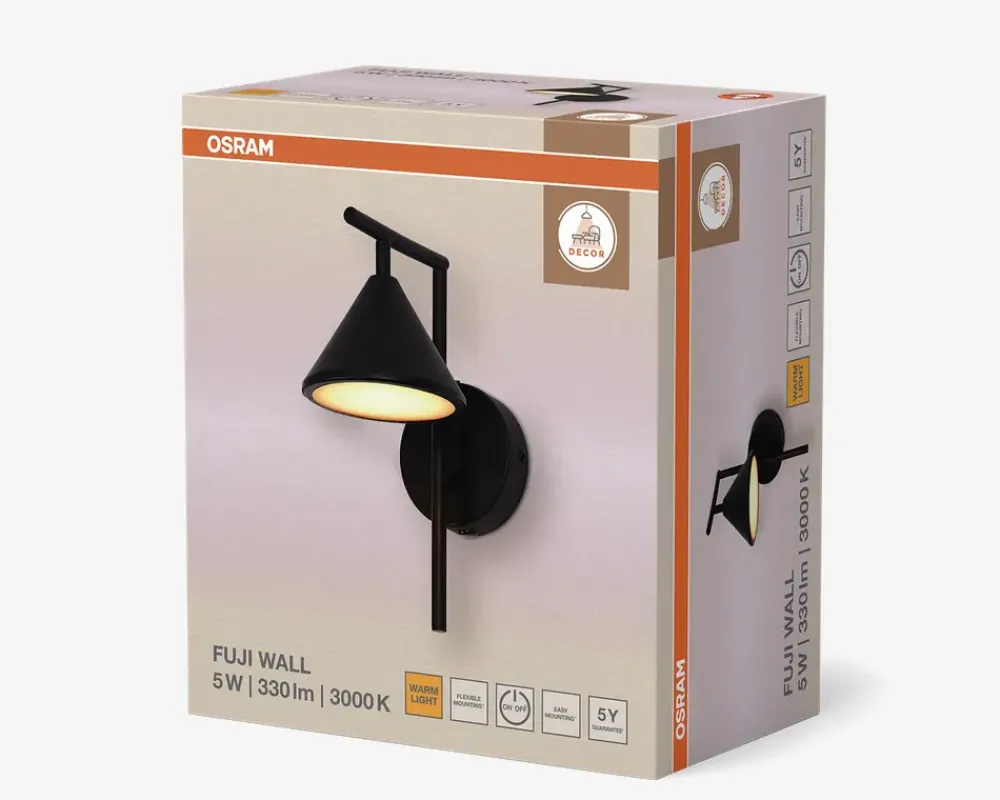 Sale Daells Bolighus Væglampe Fuji sort LED H.25,5 cm