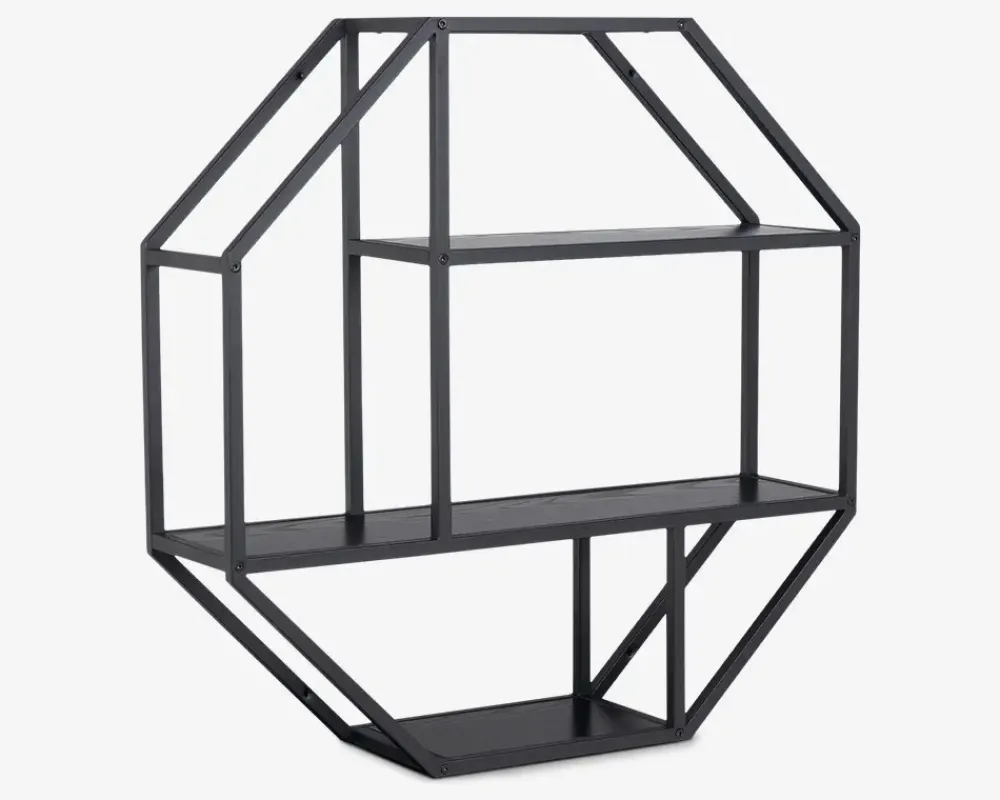 Best Daells Bolighus Vægreol Seaford 8 Kantet Sort/Sort Sort/Eg