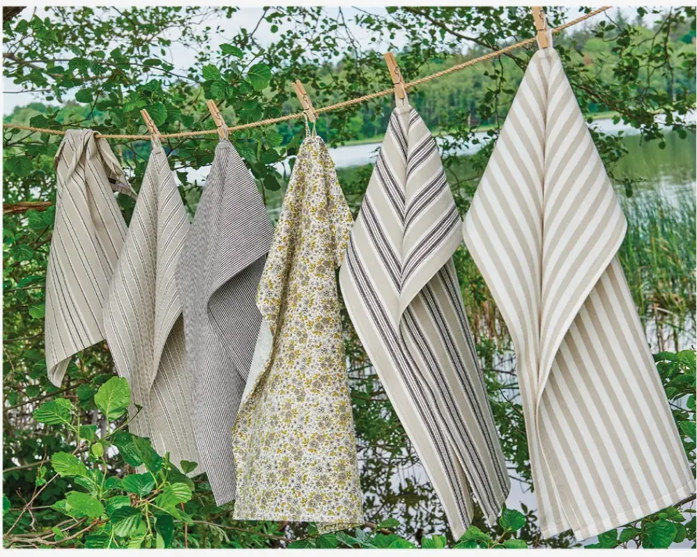 Discount Daells Bolighus Viskestykke beige/hvid 50x70 cm Beige, Hvid