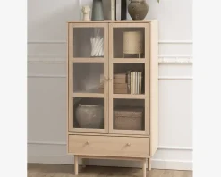 Outlet Daells Bolighus Vitrine Aston i hvidolieret fineret eg