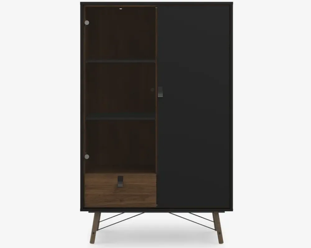 Clearance Daells Bolighus Vitrine Ry B. 102 cm sort/valnød