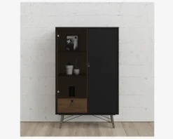 Clearance Daells Bolighus Vitrine Ry B. 102 cm sort/valnød