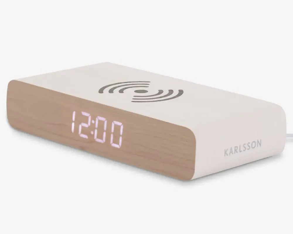 Hot Daells Bolighus Vækkeur med trådløs oplader Hvid